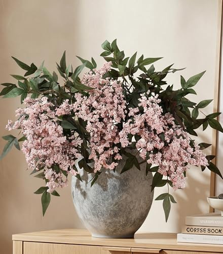FancyPlus Fake Flowers 3 Pcs 35 Inch Greenery Stems Branches for Vase Floral Stems Realistic Sedum Spray for Home Decor Table Office Wedding Bedroom Party DIY Floral Arrangements Farmhouse Mantel | Amazon (US)