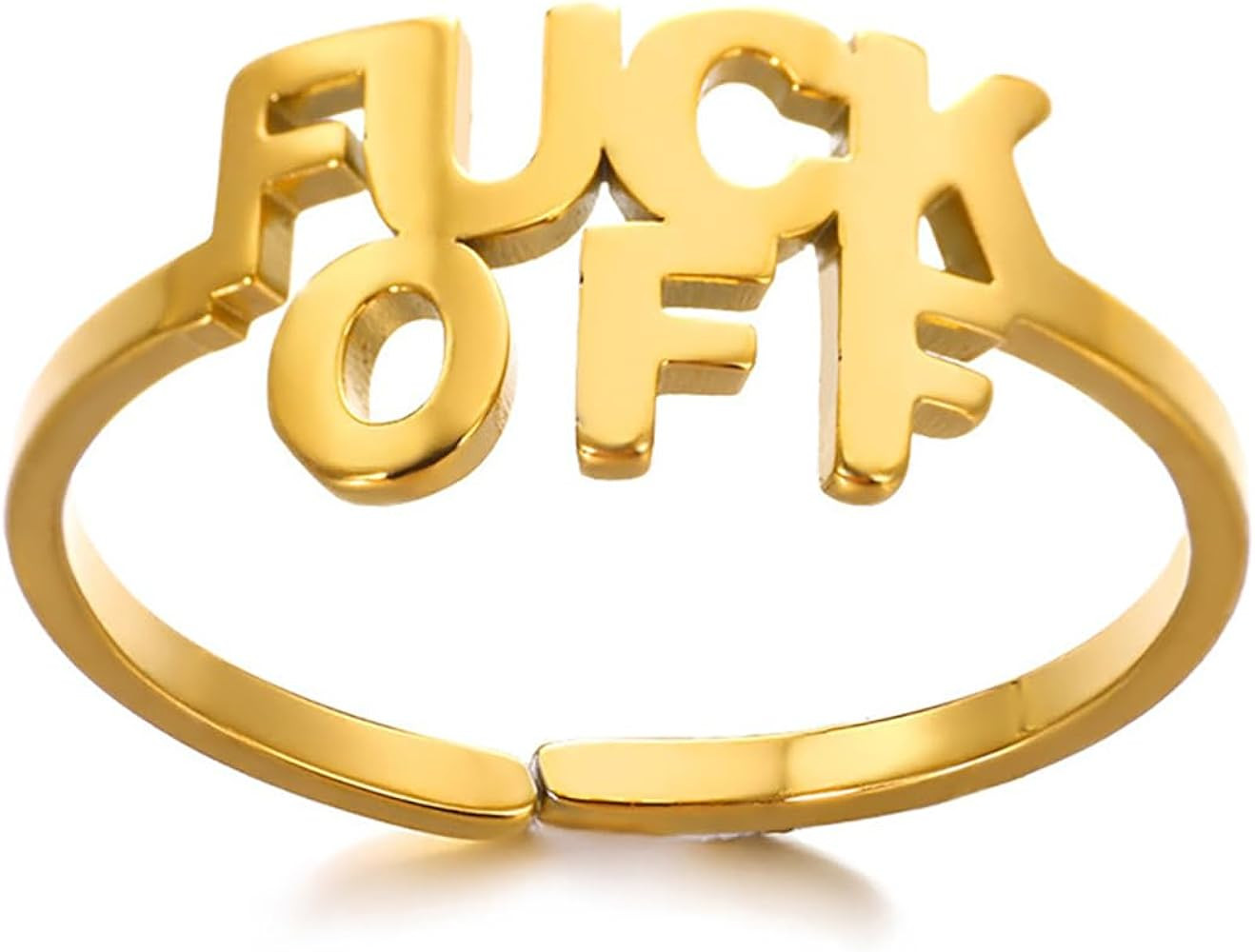 Personalized FK OFF Ring For Women, Motivational Stainless Steel Cool Statement Letters Open Stac... | Amazon (US)
