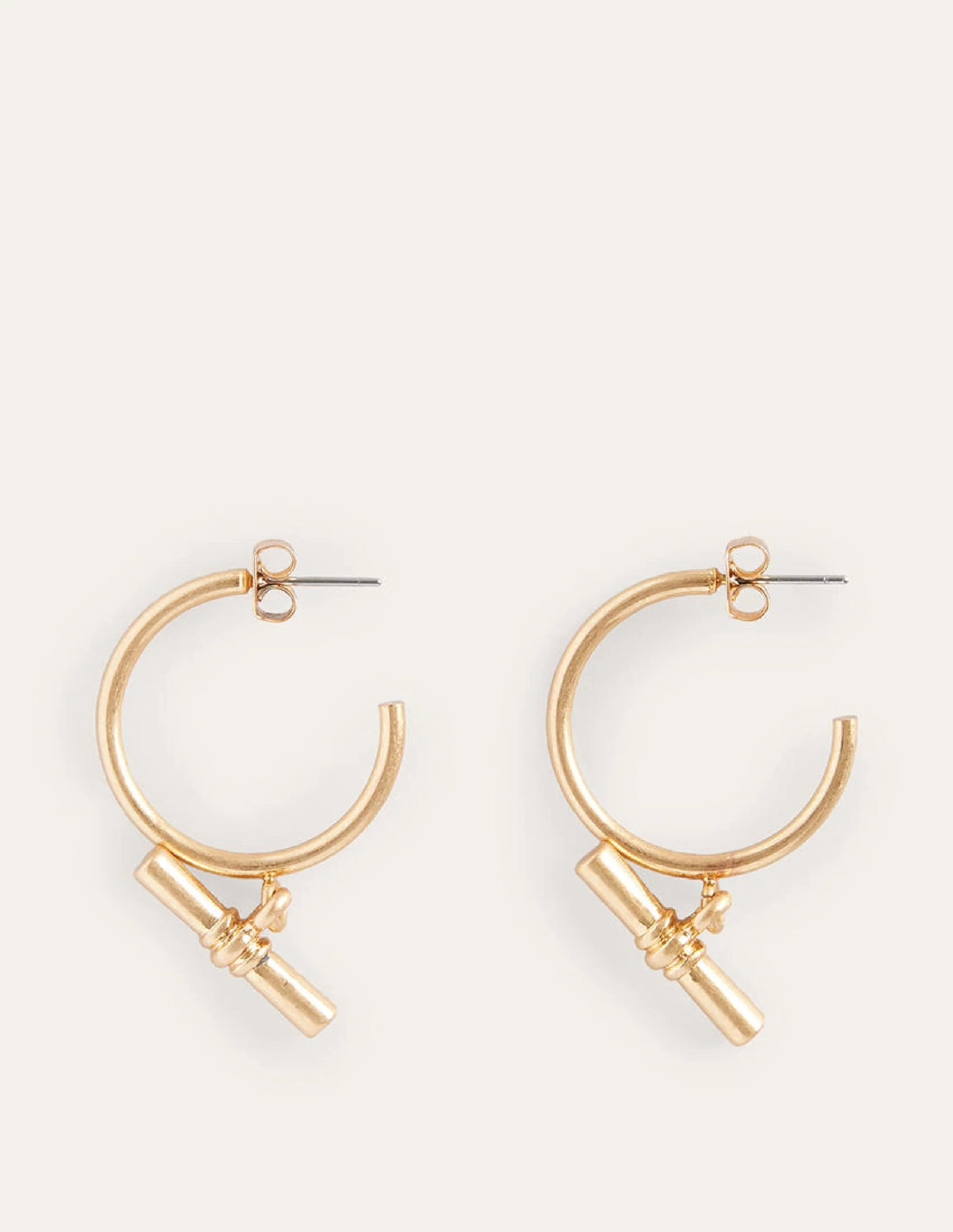 T-Bar Hoop Earrings-Gold | Boden (US)