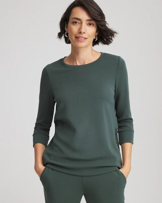 Women's Satin-Trim Tunic in Darkest Spruce | Chico's Zenergy | Chico's