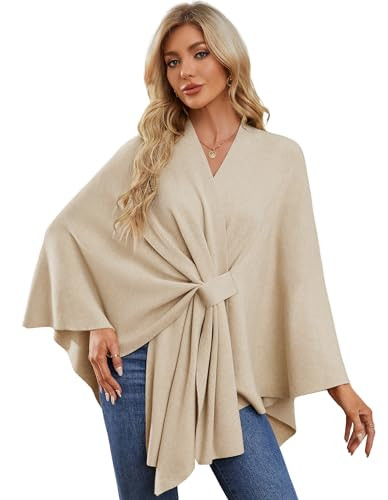 PULI Women's Elegant Shawl Wraps Soft Open Front Poncho Sweater for Spring Fall Winter Barley Twist | Amazon (US)