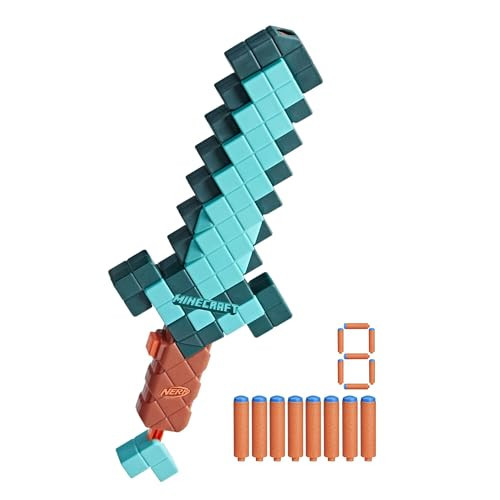 Nerf Minecraft Sword Dart Blaster, Pull Back Priming, Foam Edge, 8 N1 Darts, Ages 8+ | Amazon (US)