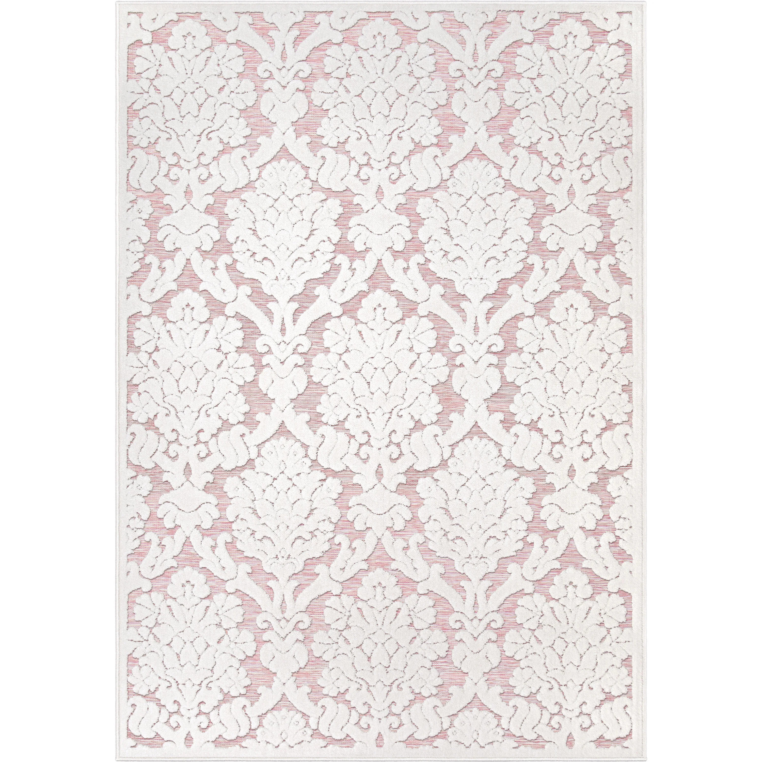 My Texas House Charlotte 5'2" X 7'6" Natural Pink Floral Area Rug | Walmart (US)