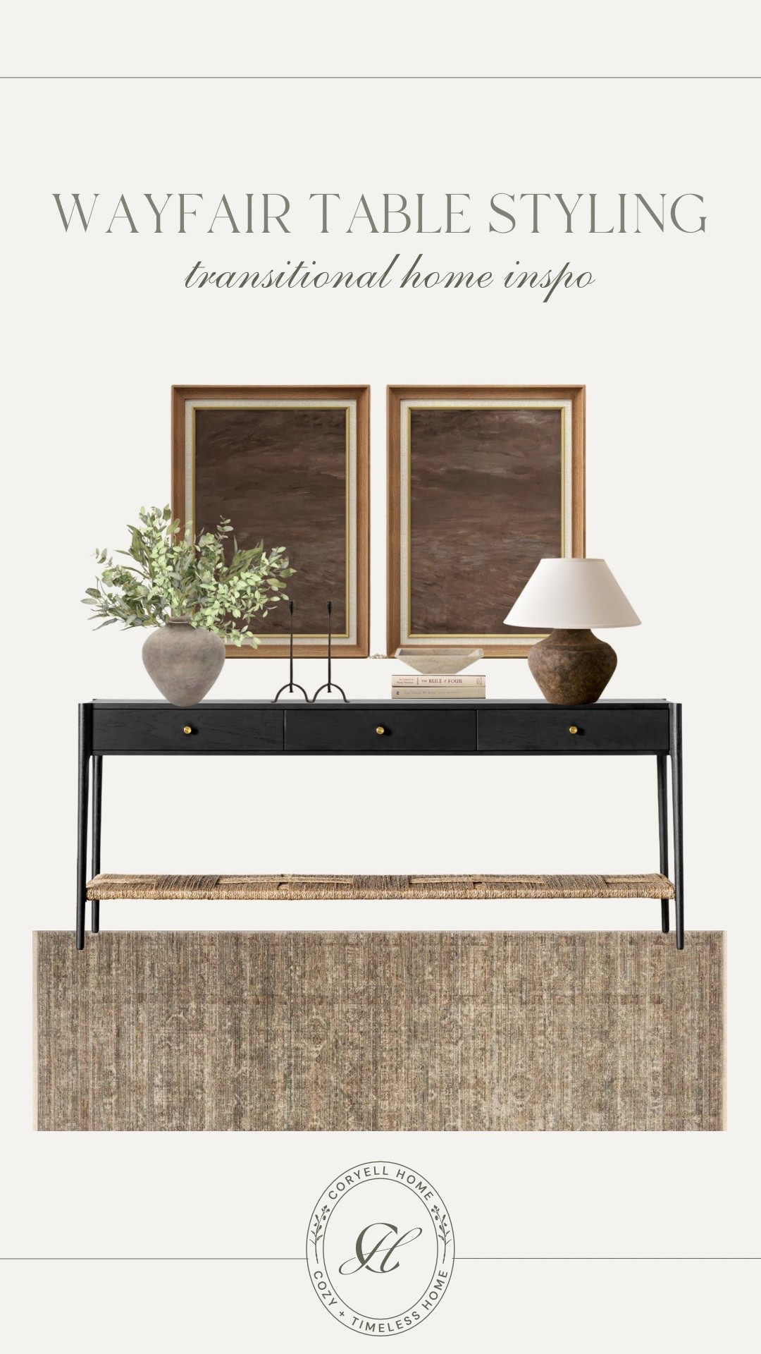 Transitional cabinet styling inspo with Wayfair finds! This would be so pretty for an entryway moment or blank dining room wall! Love the contrasting tones and mix of textures with wood, marble and earthy textures for a curated look!

#LTKSpringSale #LTKHome