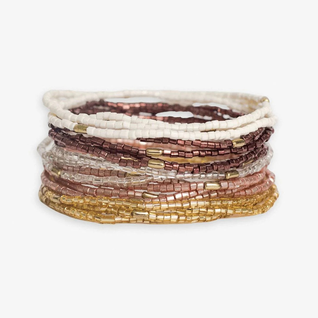 Chelsea 18 Strand Luxe Beaded Stretch Bracelet Set Mixed Metallic | INK+ALLOY