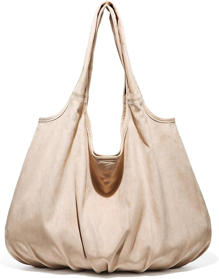 Slouchy Suede Hobo Bags for Women Large Shoulder Bag Handbags Chic Tote Purse Satchel for Travel ... | Amazon (US)