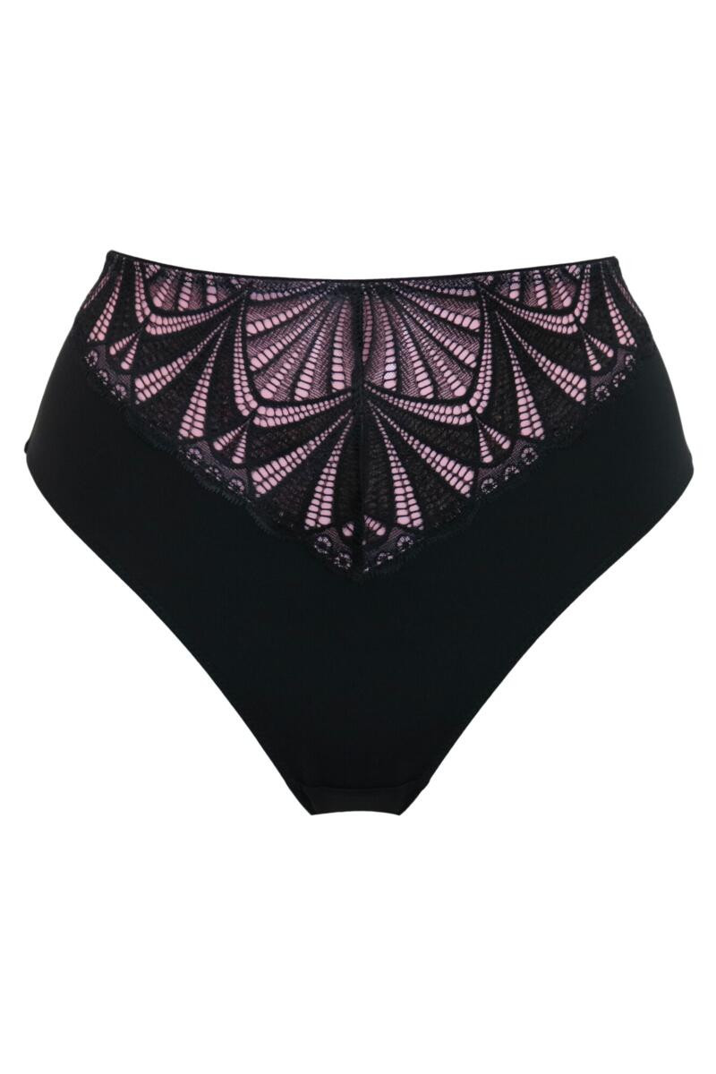 New Romance High-Waist Midi Brief - Black/Rose | Pour Moi