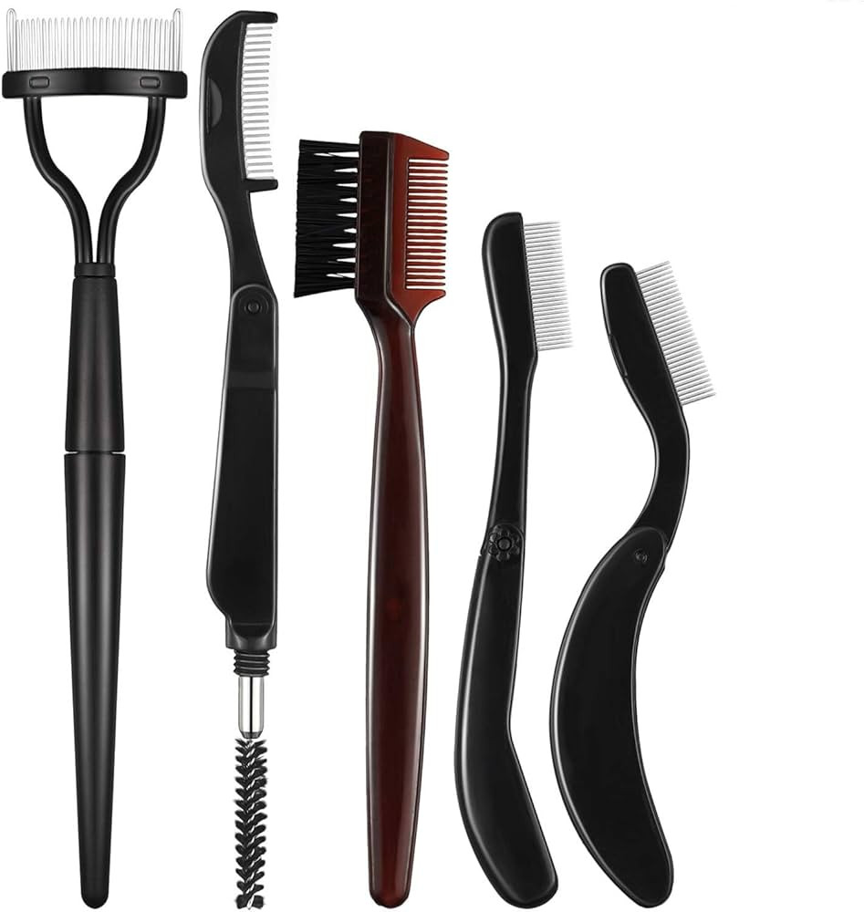 Hicarer 5 Pieces Folding Eyebrow Comb Stainless Steel Grooming Brush and Eyelash Separator Mascar... | Amazon (US)