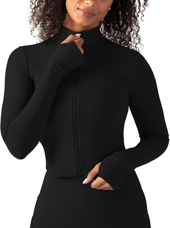 YITTY Active Women's UltraLuxe Cropped Full Zip Jacket, Athleisure, 4-Way-Stretch, Thumbholes | Amazon (US)