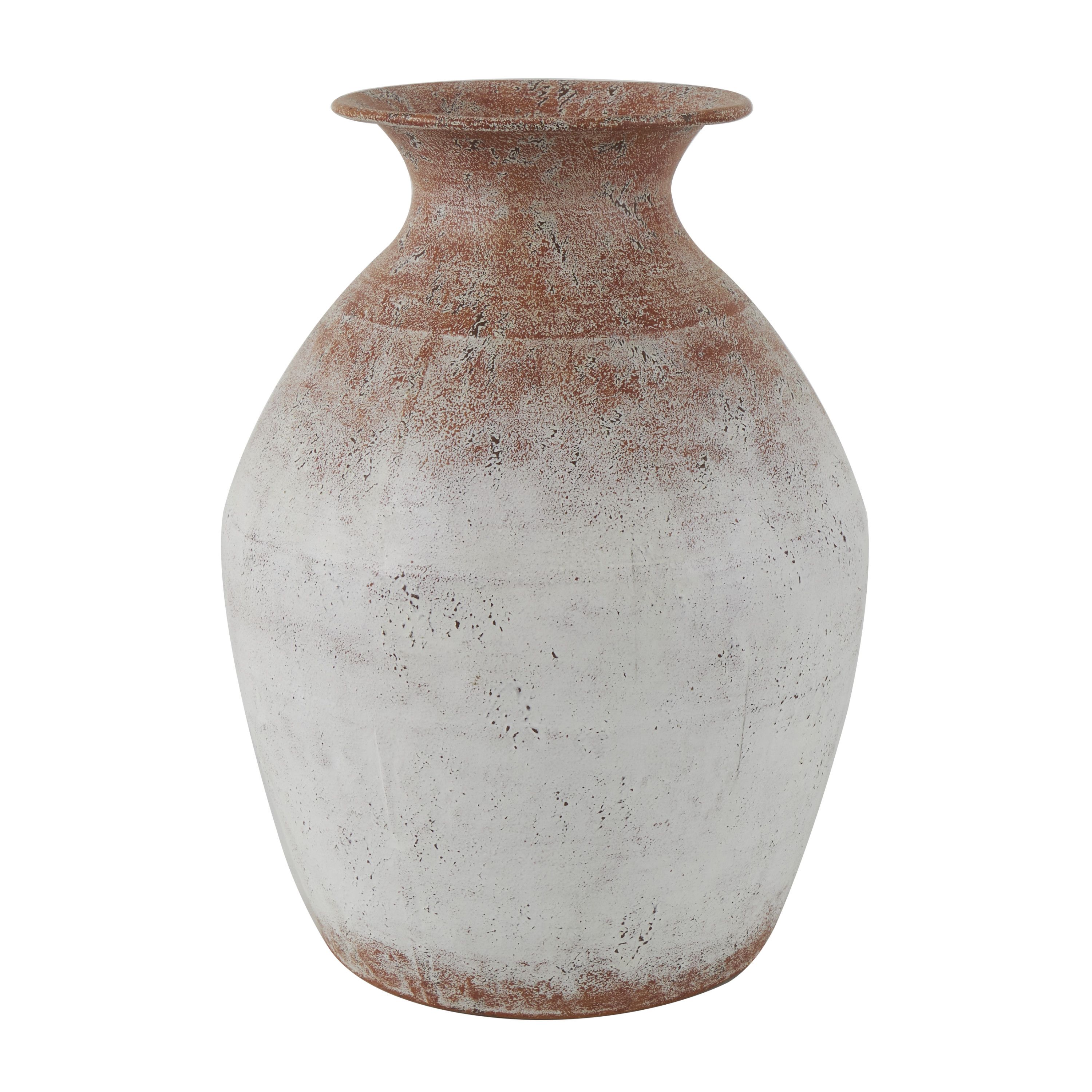 DecMode 14" Distressed Textured Copper Metal Vase with White Center | Walmart (US)