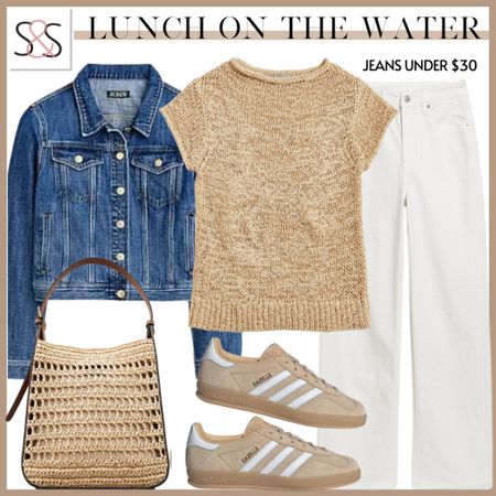 Pairing a crew sweater tee with white denim jeans and adidas sneakers is a total win for summer!

#LTKSummerSales