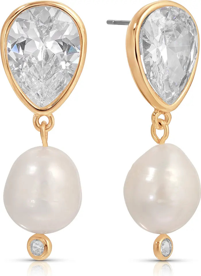 Eternal Gleam Cubic Zirconia & Freshwater Pearl Drop Earrings | Nordstrom