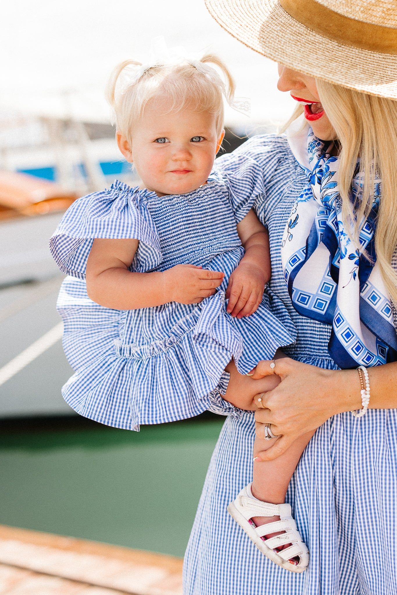 Baby Indie Dress Set in Blue GIngham | Ivy City Co