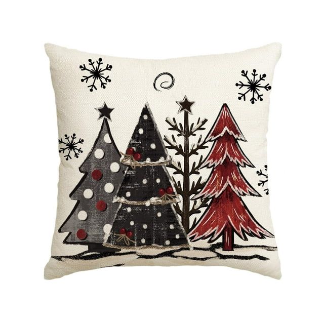 Artoid Mode Watercolor Tree Christmas Pillow Cover 18 x 18 Off White Square Seasonal Decorative F... | Walmart (US)