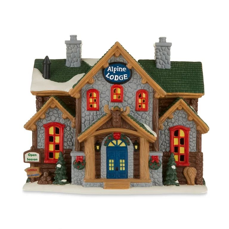 Christmas Village House Light-up Alpine Lodge, 9.25", Multi-color, by Holiday Time | Walmart (US)