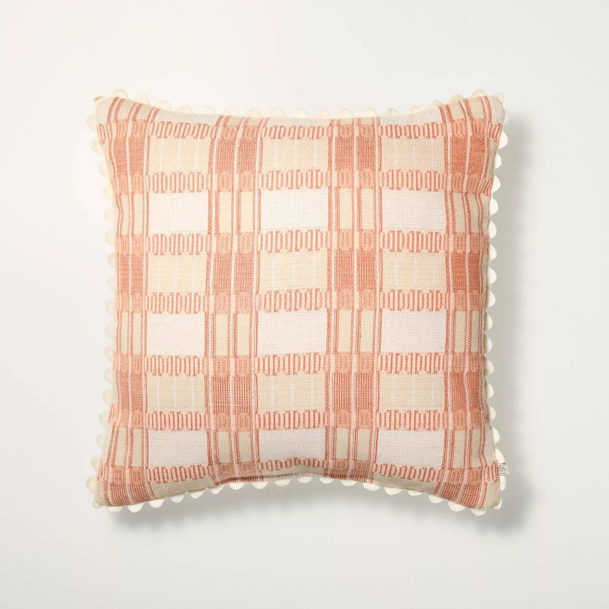 18"x18" Modern Plaid with Scallop Trim Indoor/Outdoor Square Throw Pillow - Hearth & Hand™ with... | Target