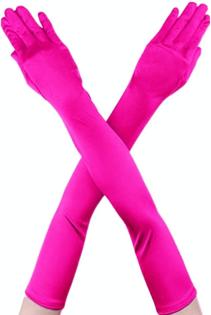 DreamHigh Womens 22 " Finger Mittens Over Elbow Long Black /White Evening Gloves | Amazon (US)