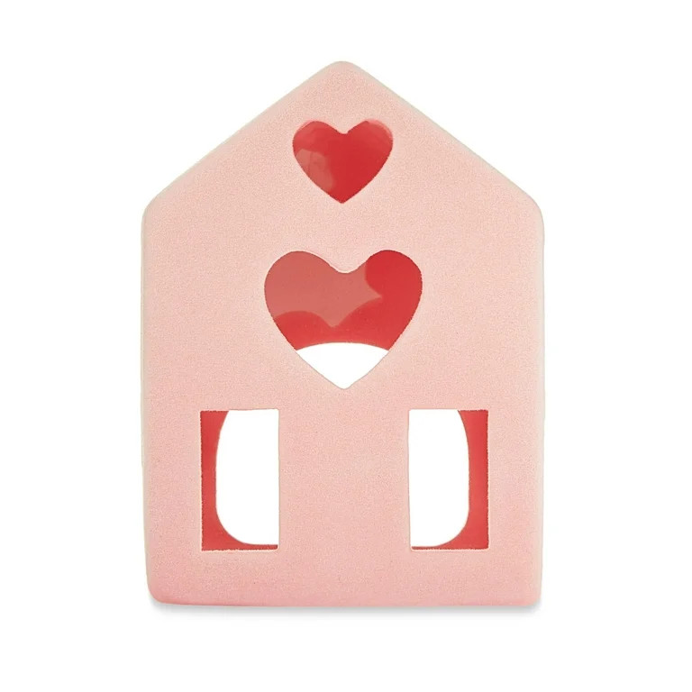 Valentine’s Day 4" Ceramic Pink Flocked House Tabletop Décor, Way To Celebrate | Walmart (US)