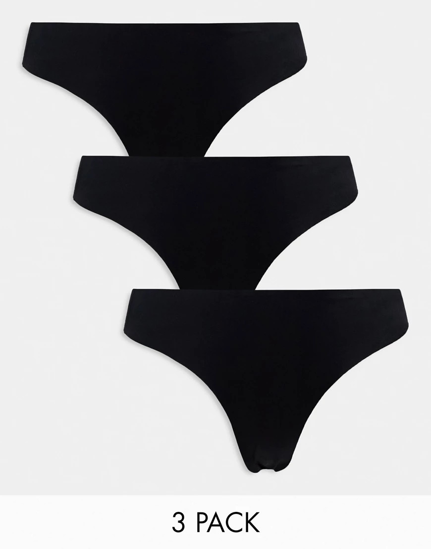 Pieces 3 pack seamless thongs in black | ASOS (Global)