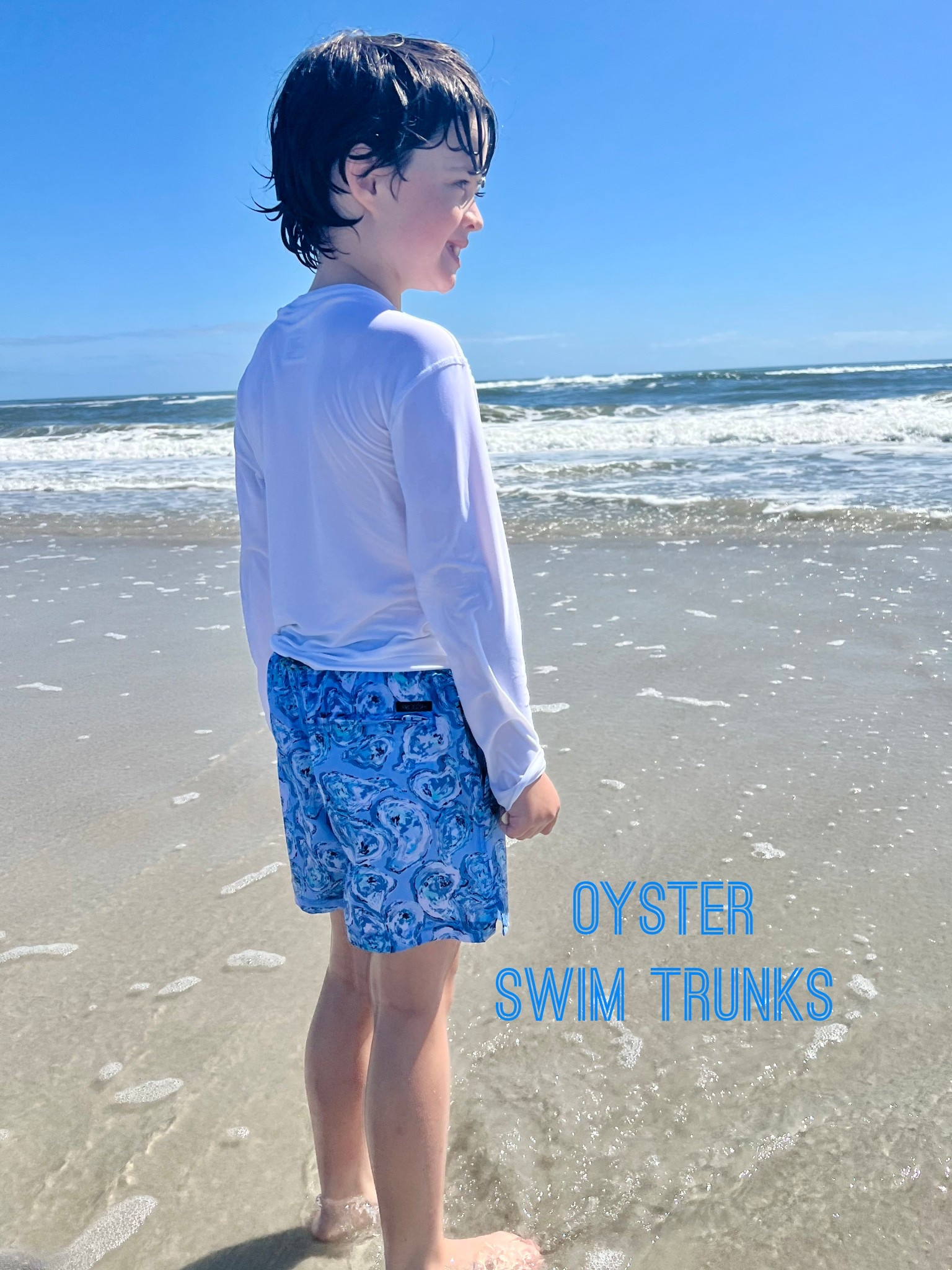 Loving this beautiful watercolor oyster printed swim trunks! 🌊🦪 #prodoh #boysswim #ltkswimsuit 

#LTKSwim #LTKKids #LTKTravel