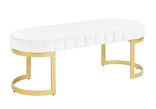 Morden Fort White Bench for Bedroom, Velvet Bench Ottoman Upholstered Footrest for Entryway Living R | Amazon (US)