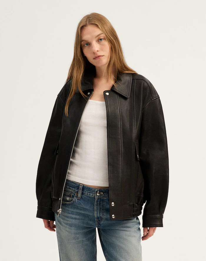 Utility Bomber Jacket in Leather | Madewell