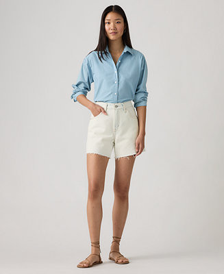 Women's Cotton Cinch-Waist Denim Shorts | Macy's
