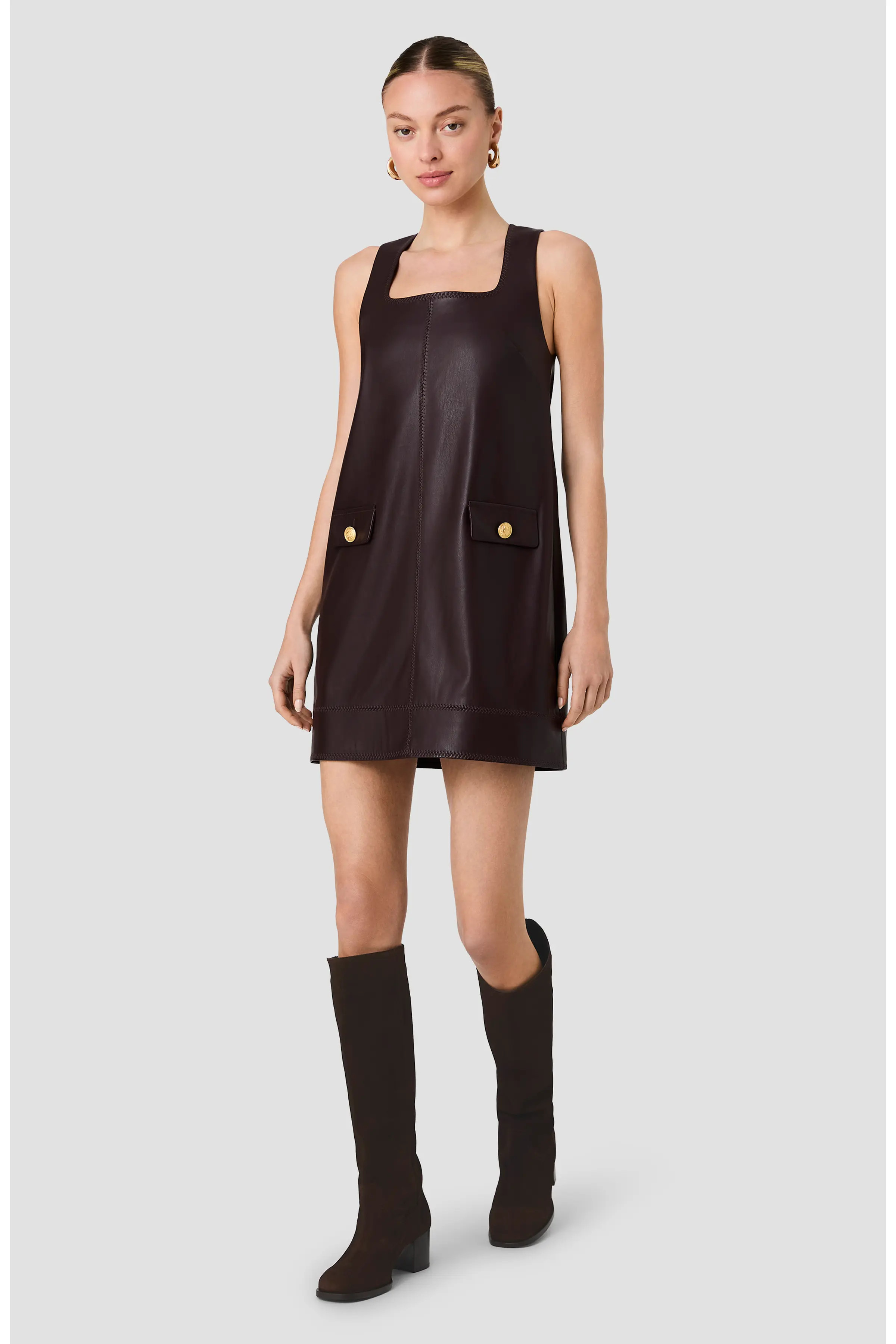 French Connection Madeline Faux Leather Sleeveless Shift Dress (Women) | Nordstrom | Nordstrom