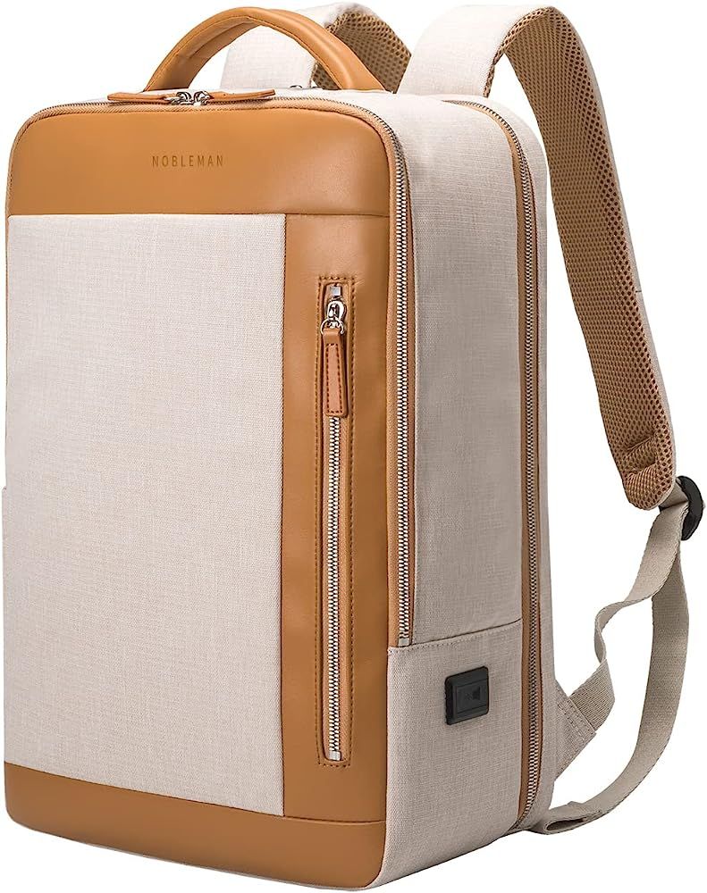 NOBLEMAN Business Smart Backpack Waterproof Laptop Backpack Travel Durable Daypack (beige) | Amazon (US)