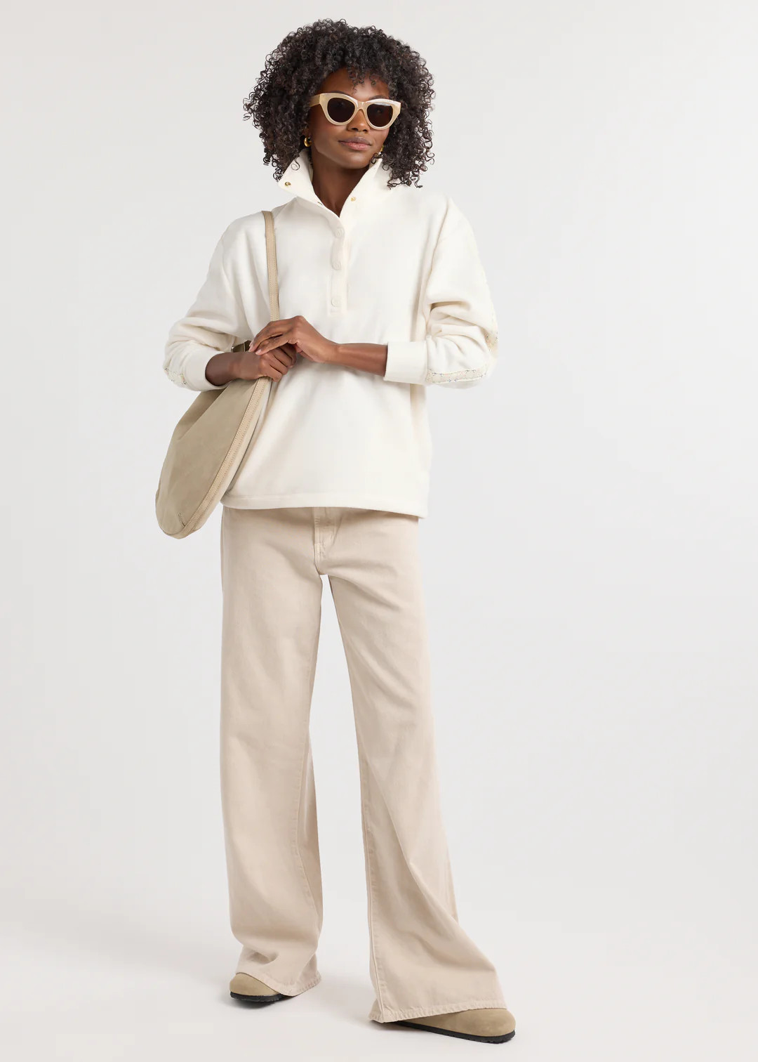 Fraser Pullover in Vello Fleece (Cream) | Dudley Stephens