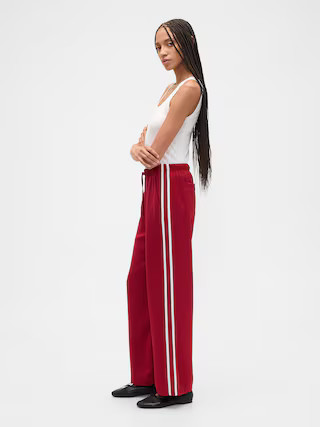 Relaxed Straight-Leg Stripe Satin Pants | Gap Factory