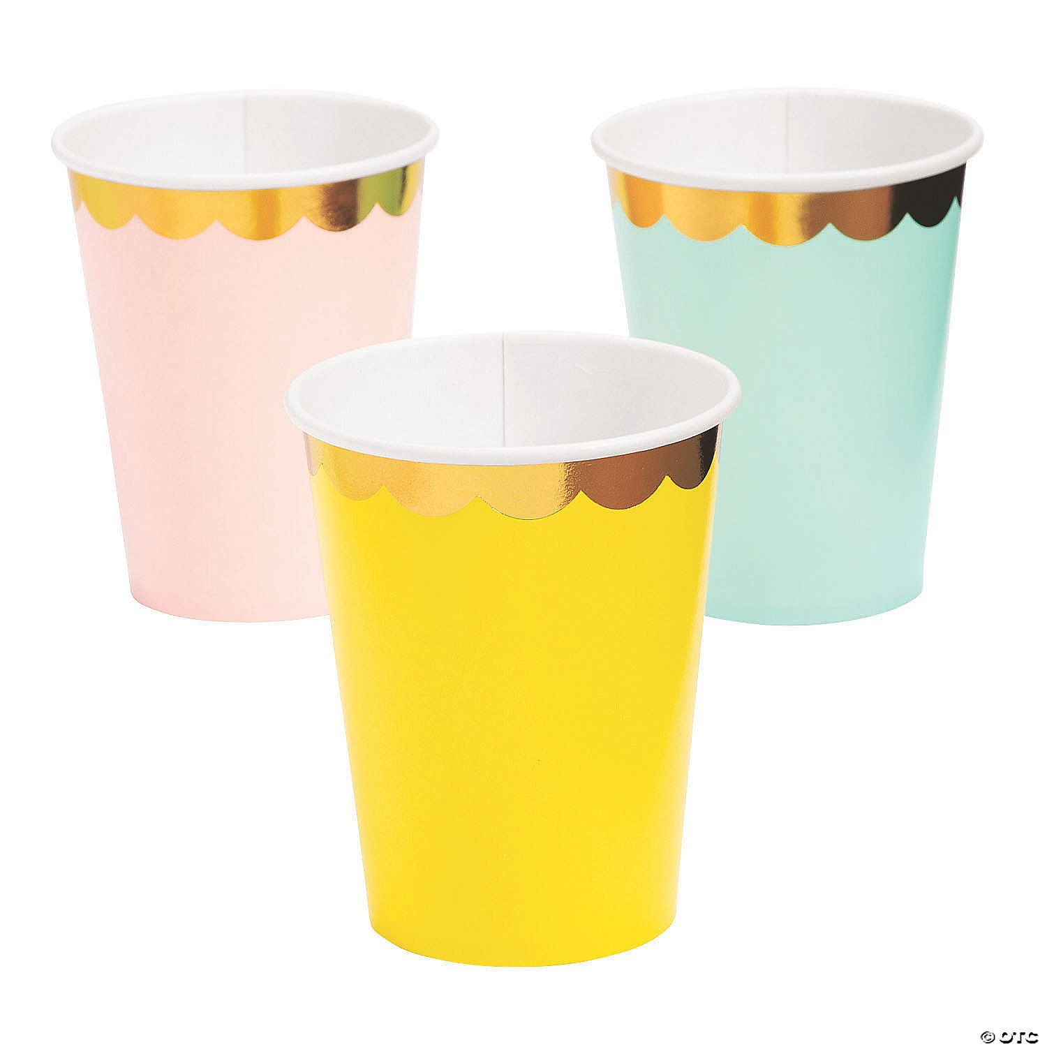 Pastel Metallic Gold Rimmed Paper Cups - 8 Ct. | Oriental Trading Company