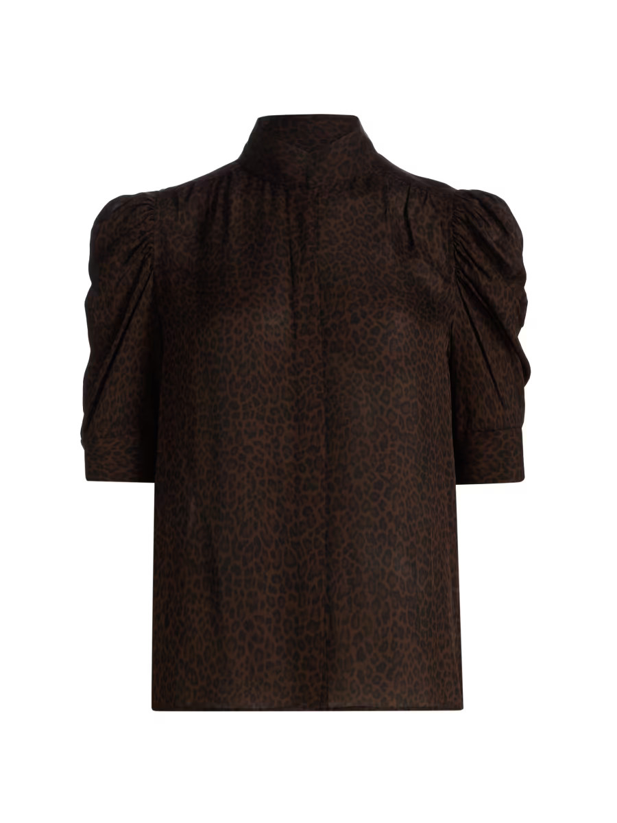 Frame Gillian Leopard Silk Top | Saks Fifth Avenue | Saks Fifth Avenue