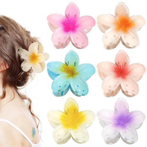 6 Pcs Flower Hair Clips,Medium Thick Hair Large Claw Clips,Summer Gradient Flower Hair Clips,Hair Accessories for Girls and Women Straight,Curly,Wavy Hair for Thin Hair Nonslip Flower Hair Clip | Amazon (UK)
