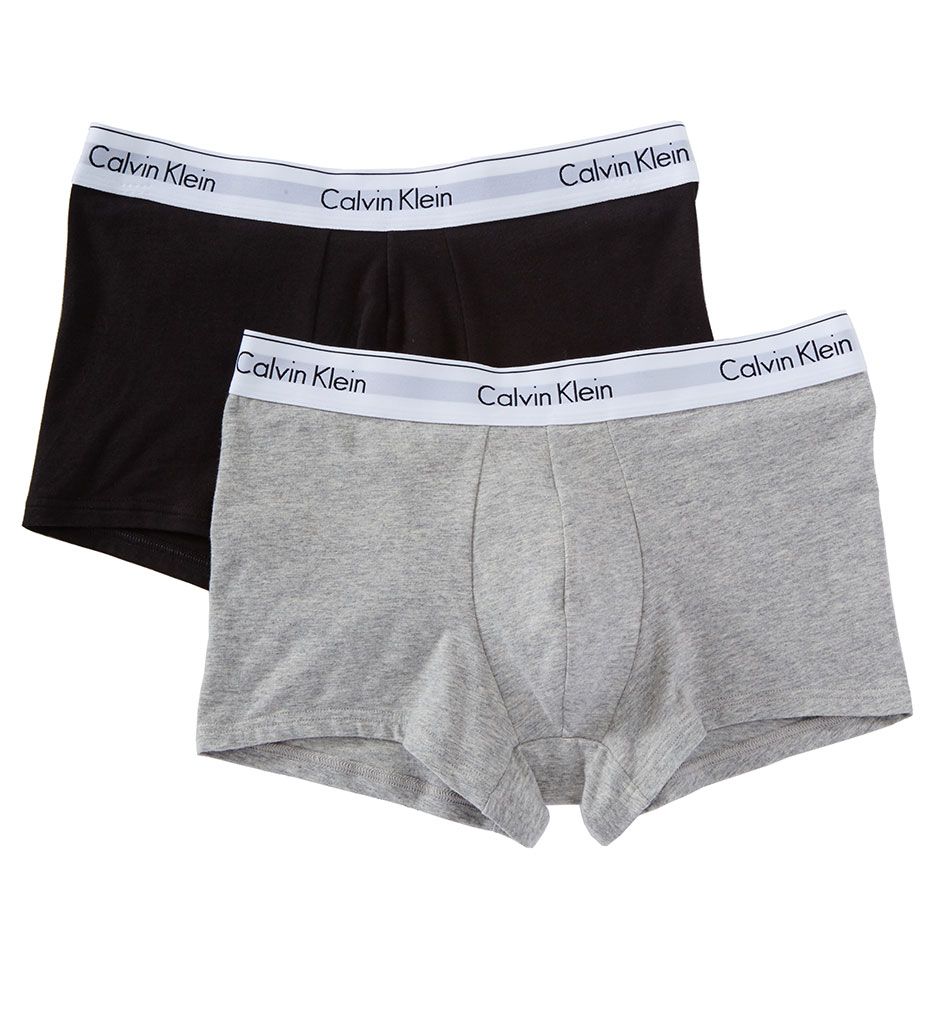 Calvin Klein NB1086 Modern Cotton Stretch Trunk - 2 Pack (Grey Heather/Black XL) | HisRoom