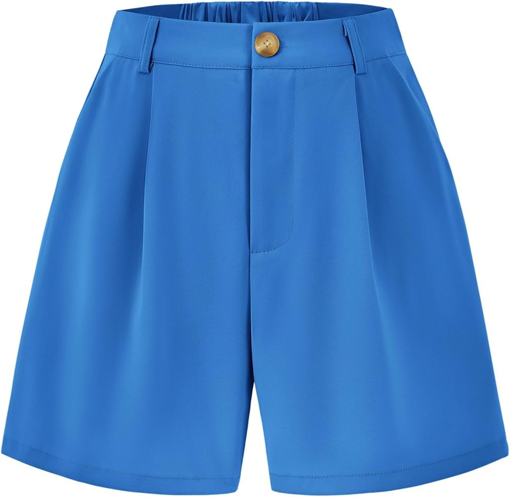 KIRUNDO Women's Shorts 2024 Trendy Summer Dressy Elastic High Waisted Pleated Business Casual Wor... | Amazon (US)