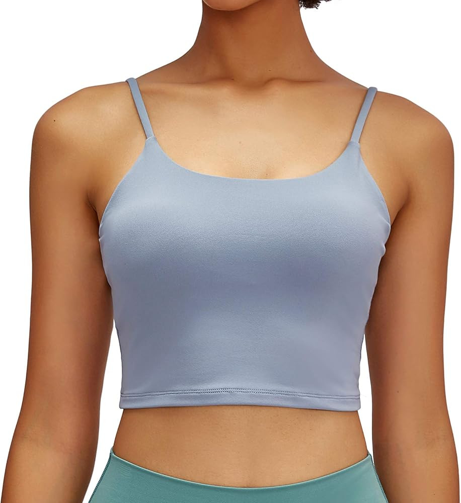 Women Padded Sports Bra Fitness Workout Running Shirts Yoga Tank Top | Amazon (US)