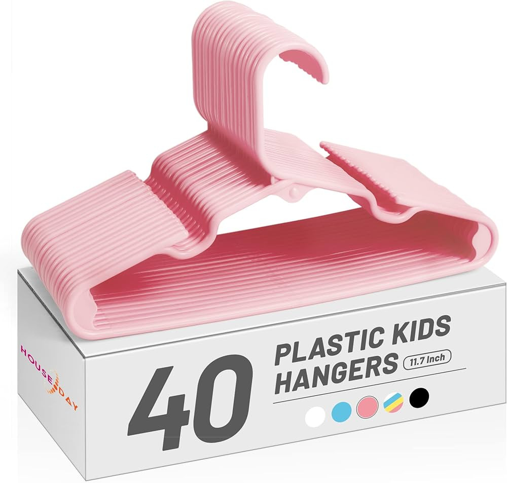 HOUSE DAY Kids Hangers 40 Pack, Premium Baby Hangers for Closet, Slim Plastic Hangers Cute Infant... | Amazon (US)