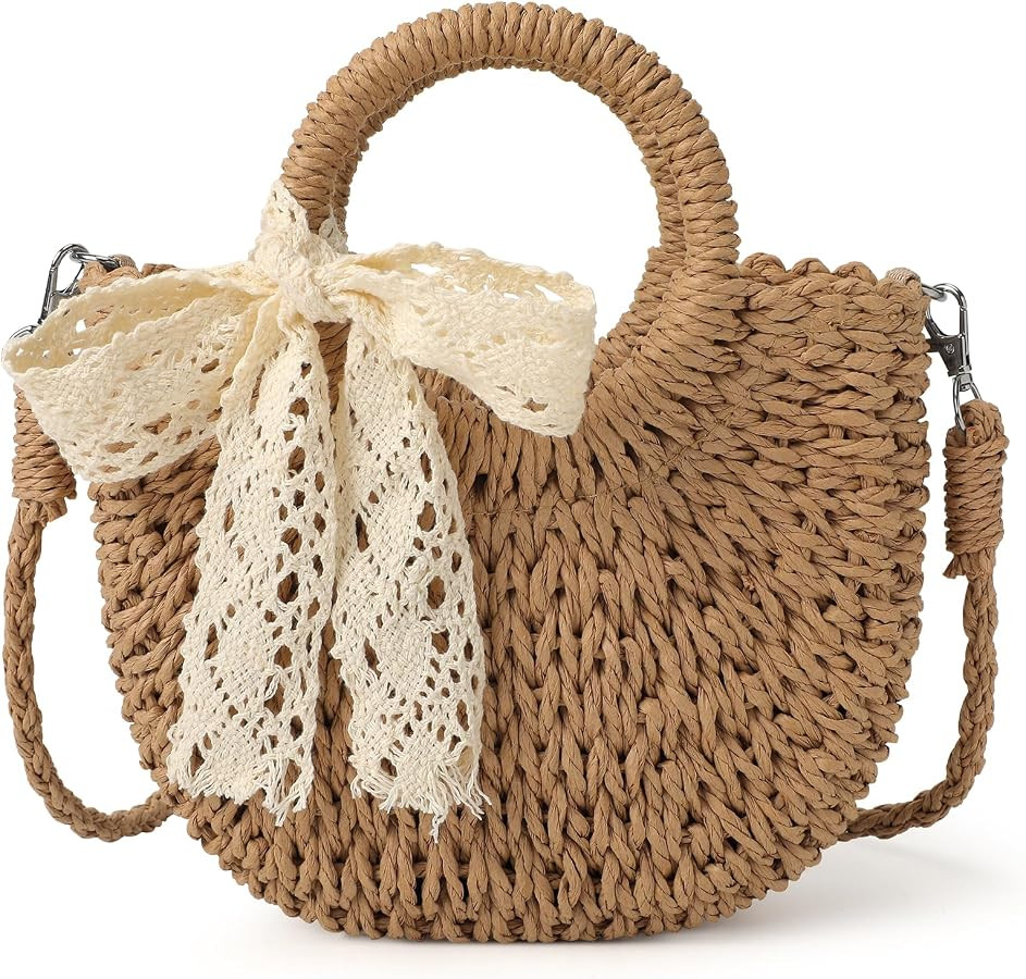 Clothirily Straw Clutch Purses for Women, Cloud Dumpling Woven Bag with Detachable Chain, Beach C... | Amazon (US)