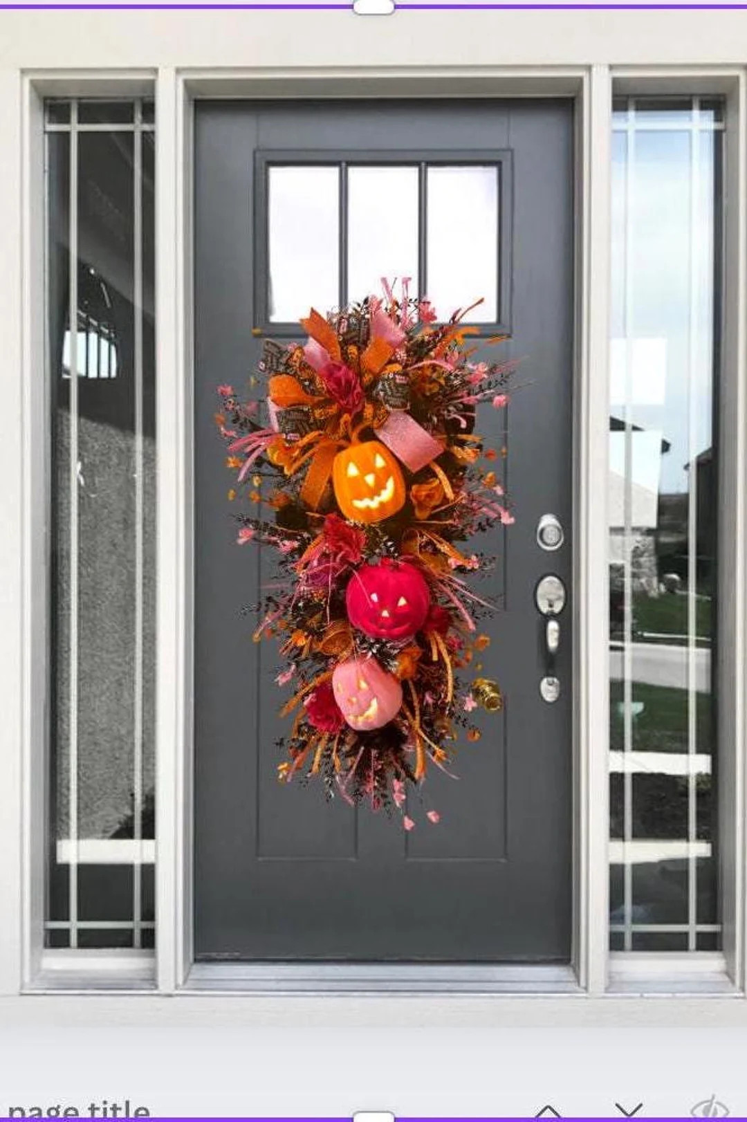 Halloween Flocked Lighted Pumpkins Swag for Your Front Door, Halloween Decor, Fall Swag With Ligh... | Etsy (US)