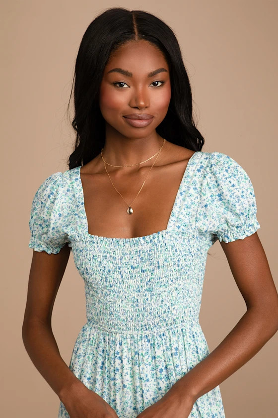 Ready to Bloom Ivory Floral Print Smocked Tiered Maxi Dress | Lulus