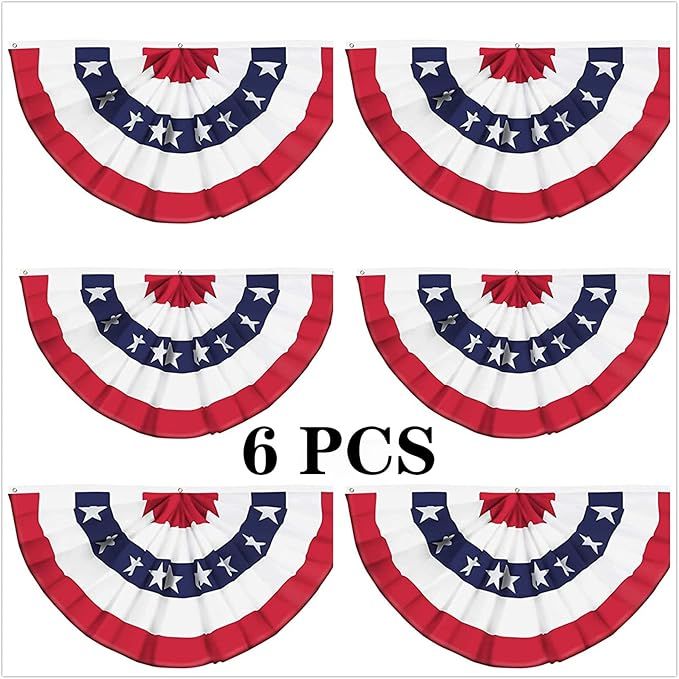 American Pleated Fan Flag, USA Flag Bunting Patriotic Half Fan Banner Flag for 4th of July Memori... | Amazon (US)