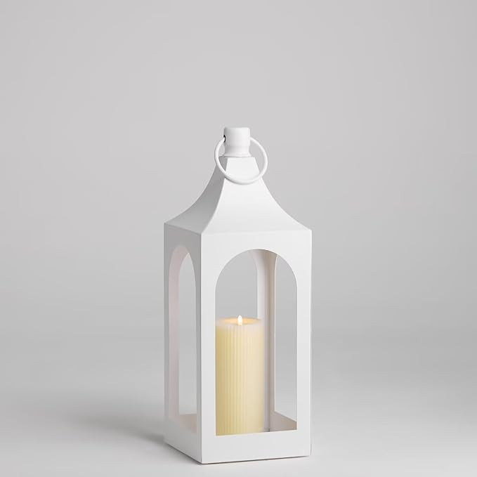 MOZEAL 20" Large Grace Spire Floor Lantern - White Heavy Metal No Glass - Rust-Resistant, in/Out ... | Amazon (US)