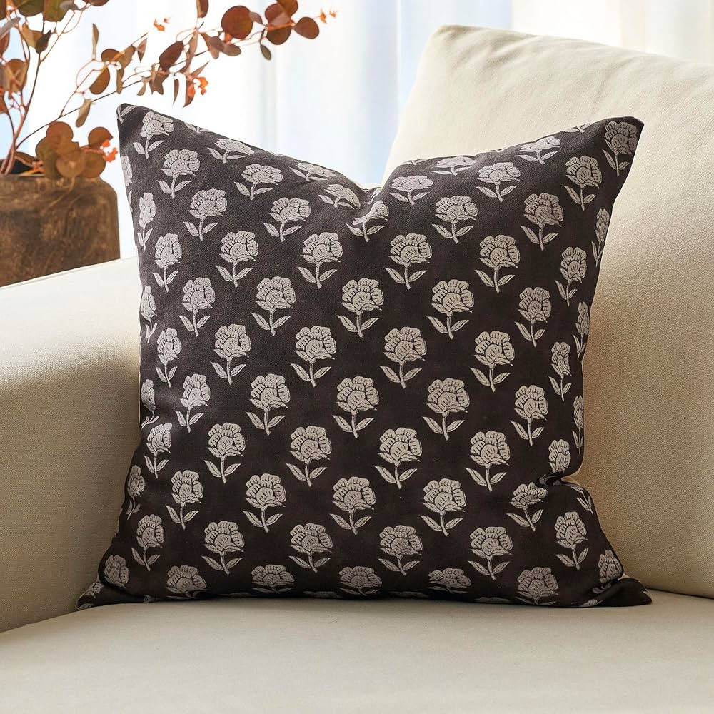 DOMVITUS Floral Pillow Covers 20x20 Throw Pillow Covers Decorative Block Floral Print Vintage Pil... | Amazon (US)