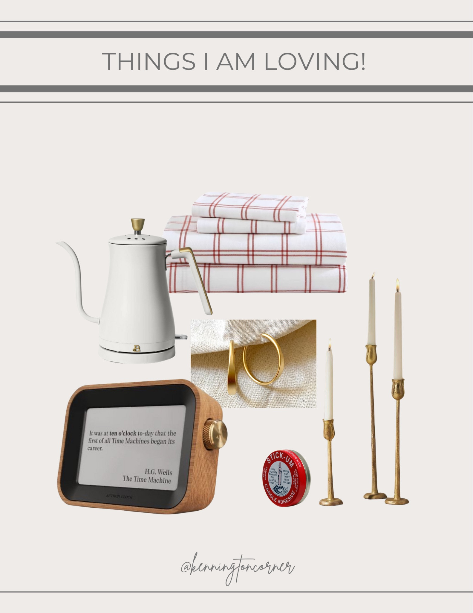 Here’s what is on my wishlist! 

Classic colors like red and antique gold, putty that keeps your tapers from tipping, a gooseneck kettle to keep you warm, and a clever clock for the book lover in your life!

#LTKHoliday #LTKGiftGuide #LTKHome