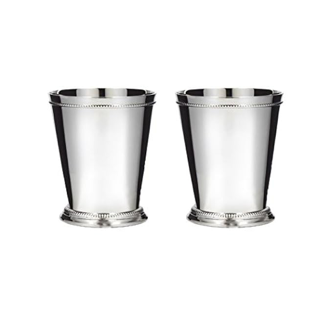 Klikel Mint Julep Cup Classic Beaded Trim Border Moscow Mule Kentucky Derby Julep Set of 2 – Stainle | Amazon (US)