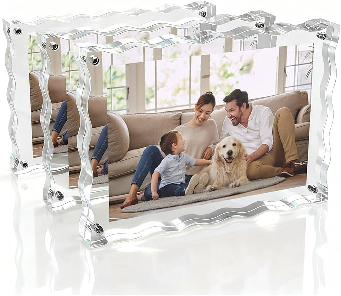 3 Pack Acrylic Picture Frame, 4x6inch Magnetic Picture Frames with 10+10mm Thick Block, Double Si... | Amazon (US)