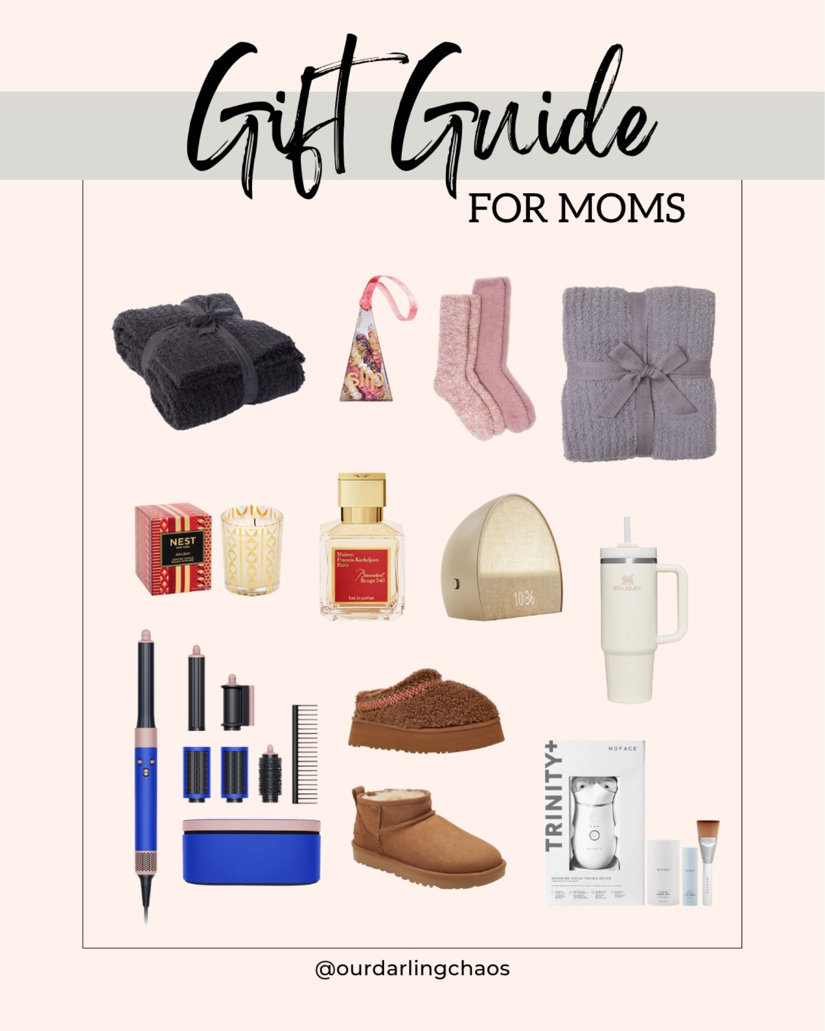 Gift guide for moms!💗
I feel like I’m qualified to speak on what your mom would love this holiday season! 🥰😉
I can’t get enough of blankets this holiday season so I made sure to include my favorite ones from barefoot dreams along with their socks!🧦
Also included the Hatch alarm clock and the infamous Stanley Cup! I finally got my hands on one and not going to lie - I love it!😍
Also made sure to include UGGS!!🤩 I am obsessed with the Ugg Mini look this winter, so so cute!
Along with some beauty favs, the Dyson Airwrap, Baccarat Rouge, the NuFace, and my favorite scrunchies!
Can’t go wrong with a holiday candle as well!😇🕯️🎄

#LTKbeauty #LTKGiftGuide #LTKfamily