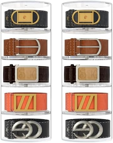 NIUBEE Belt Organizer, Acrylic 10 Layers Belt Case Storage Holder and Display for Accessories lik... | Amazon (US)