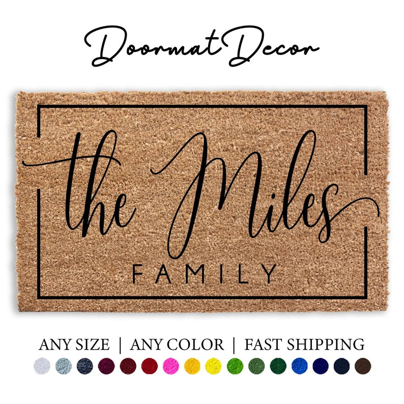 Personalized Name Doormat Flocked Coir Door Mat Welcome Mat - Etsy | Etsy (US)